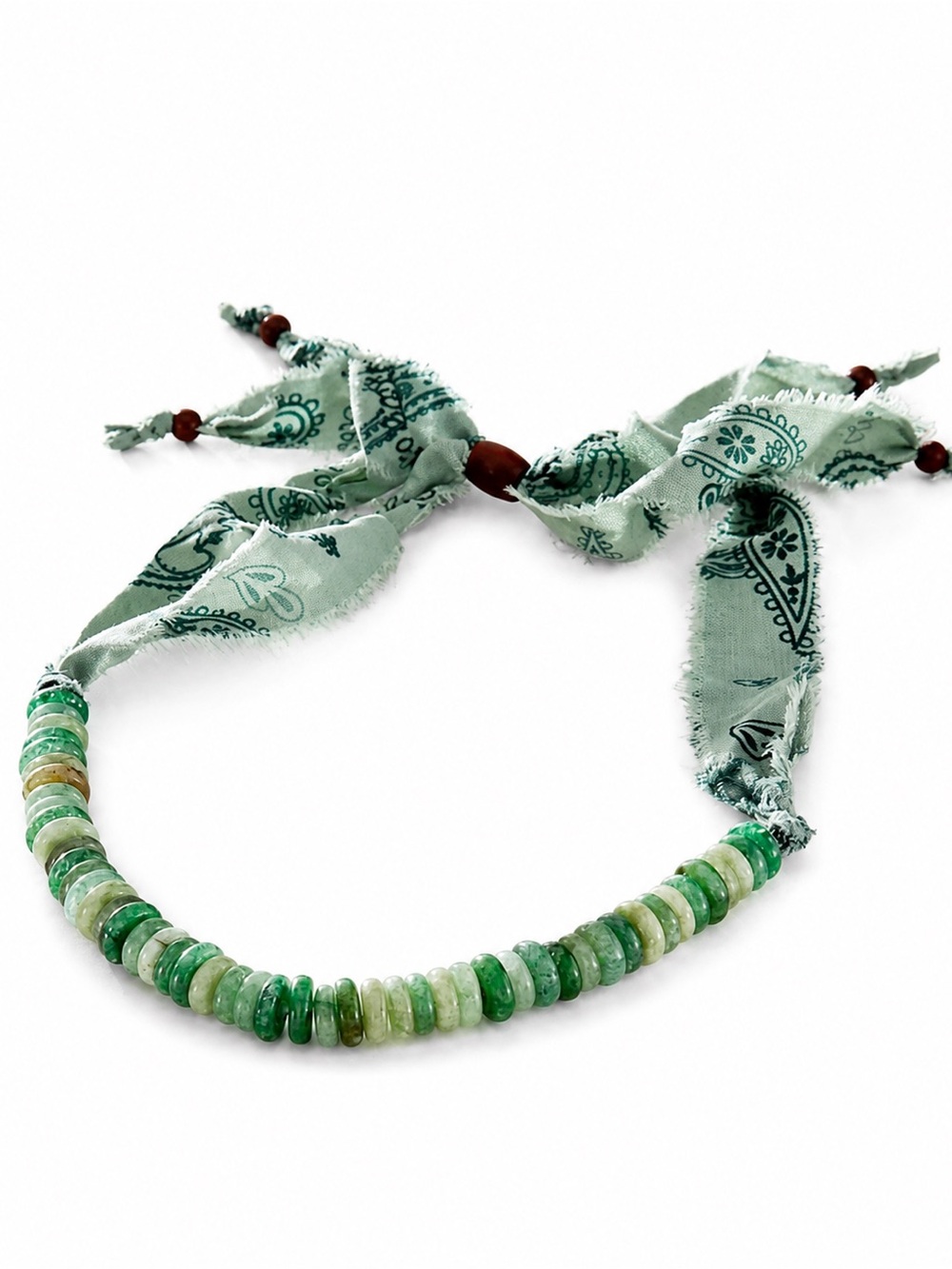 Free People Orion Semi Precious Stone Necklace Green Heishi Bead Boho Choker